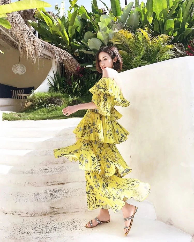 self portrait yellow floral dress