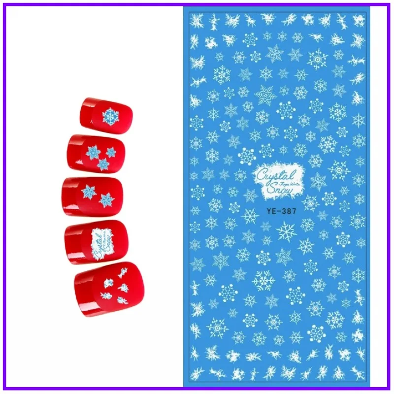 Водная переводная наклейка для ногтей Снежный хлопья Рождество год цветок ромашка YE387-392