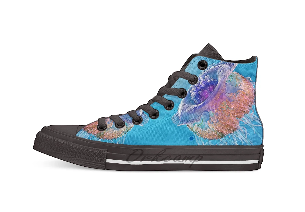 

Crown Jellyfish Unisex High Top Canvas flat Casual Custom shoes Drop Shipping