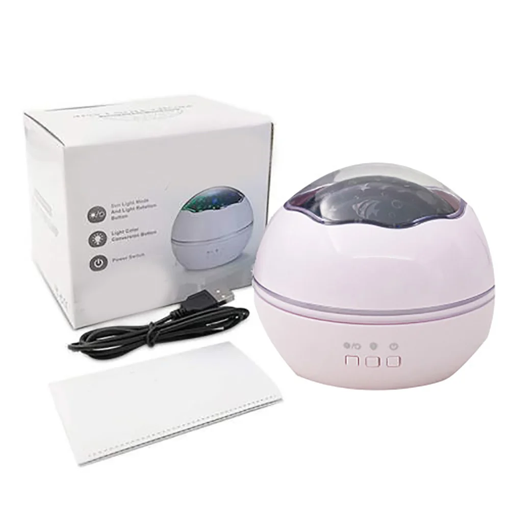 Светодиодный вращающийся ночник-проектор Spin Master для детей, для малышей, для сна, романтический USB круглый светильник - Цвет: Розовый