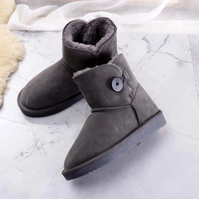 

MYLRINA Top Quality New Fashion Women Snow Boots Genuine Cowhide Leather Winter Boots Warm Women Shoes 10 Colors Size 34-44