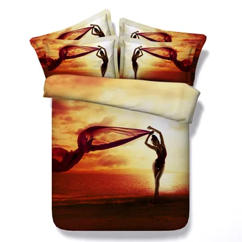 

Sunset beauty Digital print Bedding Set Quilt Cover Design Bed Set Bohemian a Mini Van Bedclothes 3pcs JF253