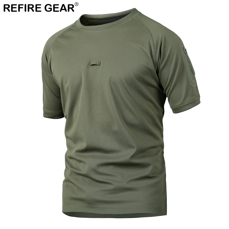 

Refire Gear Outdoor Hunting Hiking T-Shirt Men Fishing Short Sleeve Quick Dry T Shirts Breathable Army Military Tactical Shirt