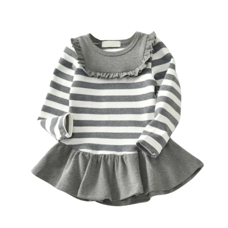 

Autumn Spring Kids Girls Dresses Newly Striped Dress For Girl Cute Long Sleeve Baby Girl Princess Candy Colors Dress
