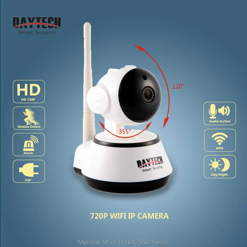 baratas P2P Daytech Wifi IP Câmera Night Vision Detecção de Movimento Monitor de Wifi Rede CCTV Home security Camera Cam Remoto Móvel DT C8815