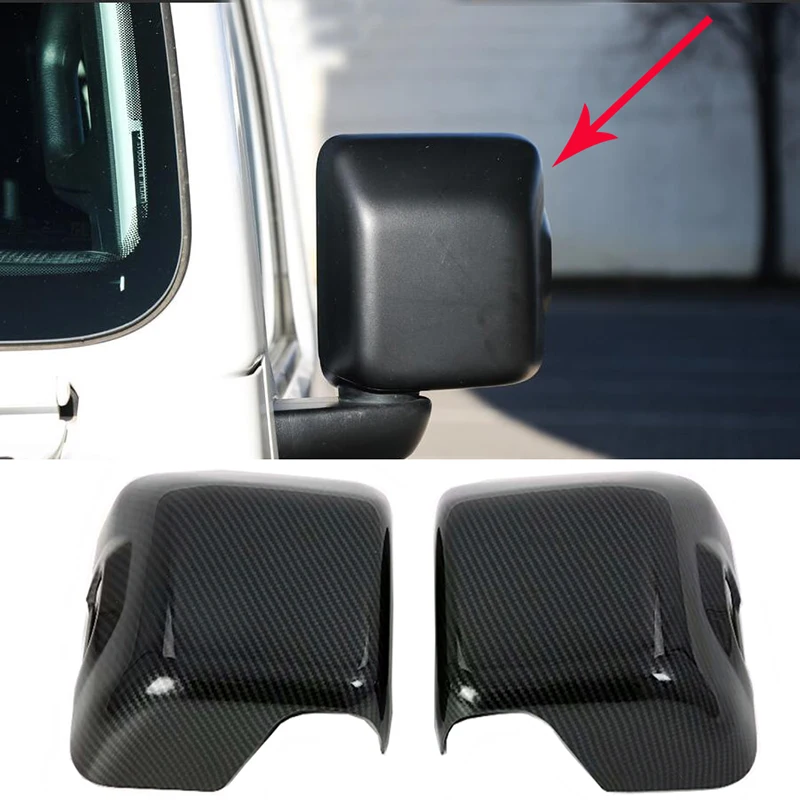 

For Jeep Wrangler JL 2018 2019 Side Door Mirror Wing Rear View Rearview Caps Carbon Fiber Style Trim Cover Molding Car Styling