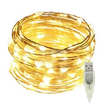 

1/3/5pcs USB Operated 10M/33FT 100LED Christmas Holiday Wedding Party Decorative String Lights Silver Wire Fairy Lights