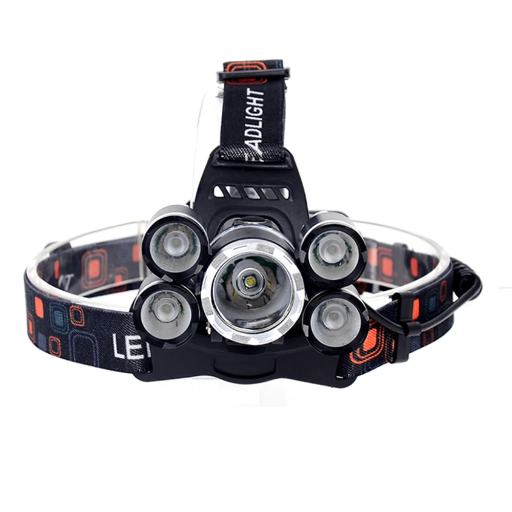 

2017 New Headlamp 5 LED T6+4XPE Head Light Torch Lamp 6000 Lumens Head Flashlight for Outdoor Activities