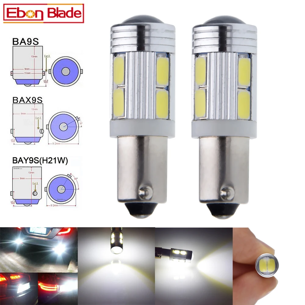 Светодиодный фонарь заднего хода H21W BAY9S BA9S T4W BAX9S H6W 5630 10SMD угловая лампочка