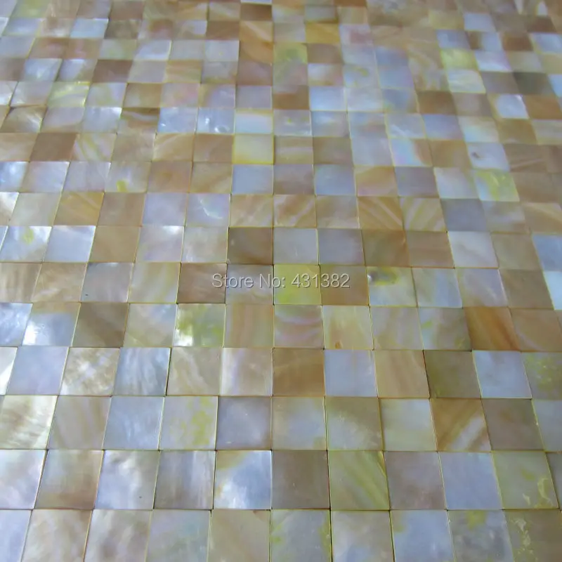 Мозаичная плитка из перламутра желтого цвета в виде раковины-натуральный цвет; настенная мозаика для домашнего улучшения, кухонная плитка