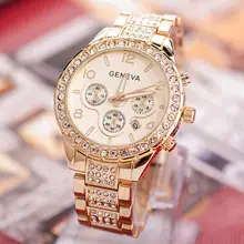 Relojes de lujo para mujer, oro rosa, relojes para mujer, moda, Diamante de imitación, reloj de Metal para mujer, reloj femenino, reloj de mujer