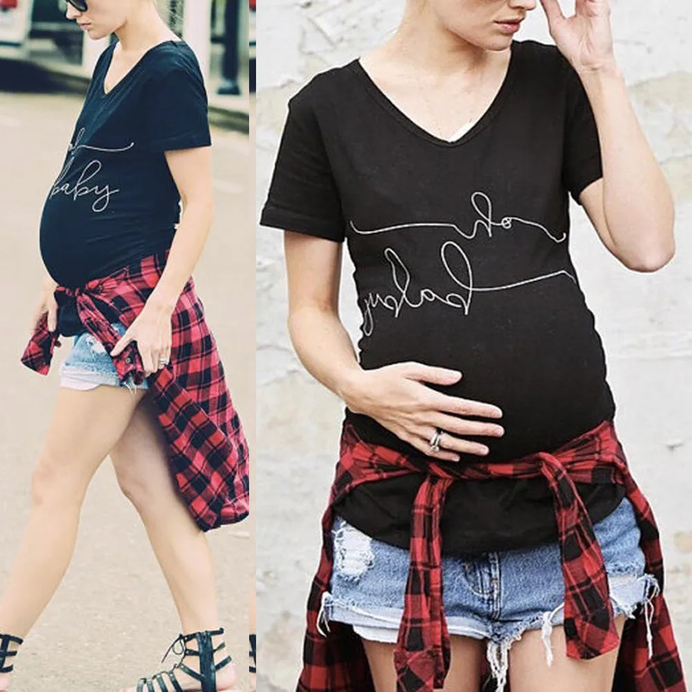 Женская свободная футболка для беременных с буквенным принтом, топ с короткими рукавами, футболка для мам, Одежда для беременных, одежда для кормления
