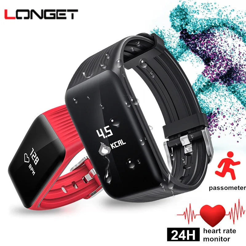 

Longet Fitness Tracker K1 real-time Heart Rate Monitor + sleep tracker Smart Bracelet Fashion Sport Watch for iPhone Android