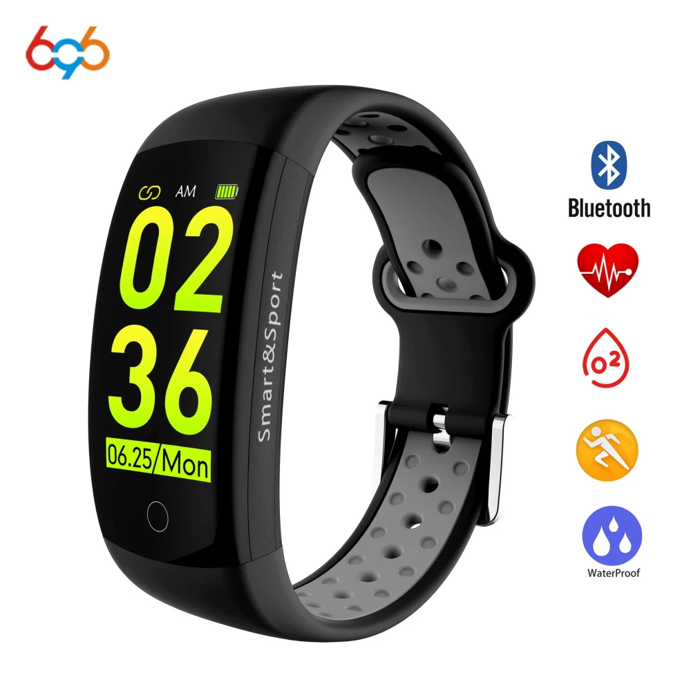 696 Q6S Heart Rate Monitor Fitness Bracelet Smart Wristband Blood Pressure/Oxygen Band IP68 Waterproof Watch | Электроника