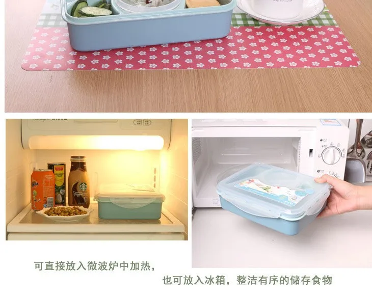 Теплые домашние 4+ 1 микроволновая Еда Bento Box Home Box Еда контейнеров посуда наборы посуды розовый синий дом кухня коробка 3 шт