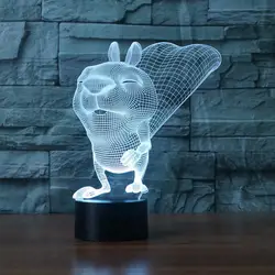 3D светодиодный белка лампе освещения Touch 7 цветов переключатель настольная лампа Luminaria лава лампа для ребенка акрил Спальня Декор подарок