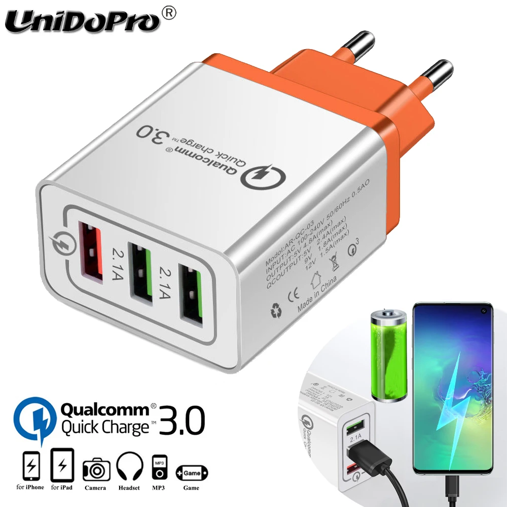 Быстрое зарядное устройство QC 3 0 3-USB евро быстрой зарядки переменного тока