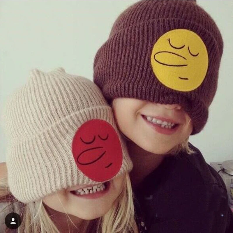 

Unisex Kids Ages 3-10Yrs Warm Knit Beanie Winter Baby Hat for Children Cartoon Label Thick Winter Hats for Girls and Boys