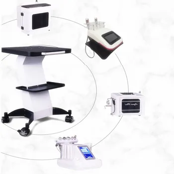 

Hot Sale PVC Beauty Salon Trolley Salon Use Pedestal Rolling Cart Wheel Aluminum Stand for Skin Care RF Beauty Equipment