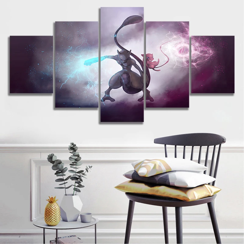 

Canvas Hd Print Posters Modular Picture 5 Pieces/Pcs Anime Pokemon Painting Home Decor Modern Wall Art Classic Living Room Frame