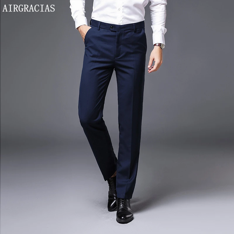 

AIRGRACIAS High Quality Men Pants Straight Spring Summer Long Male Classic Business Casual Trousers Men Full Length Size 28-40