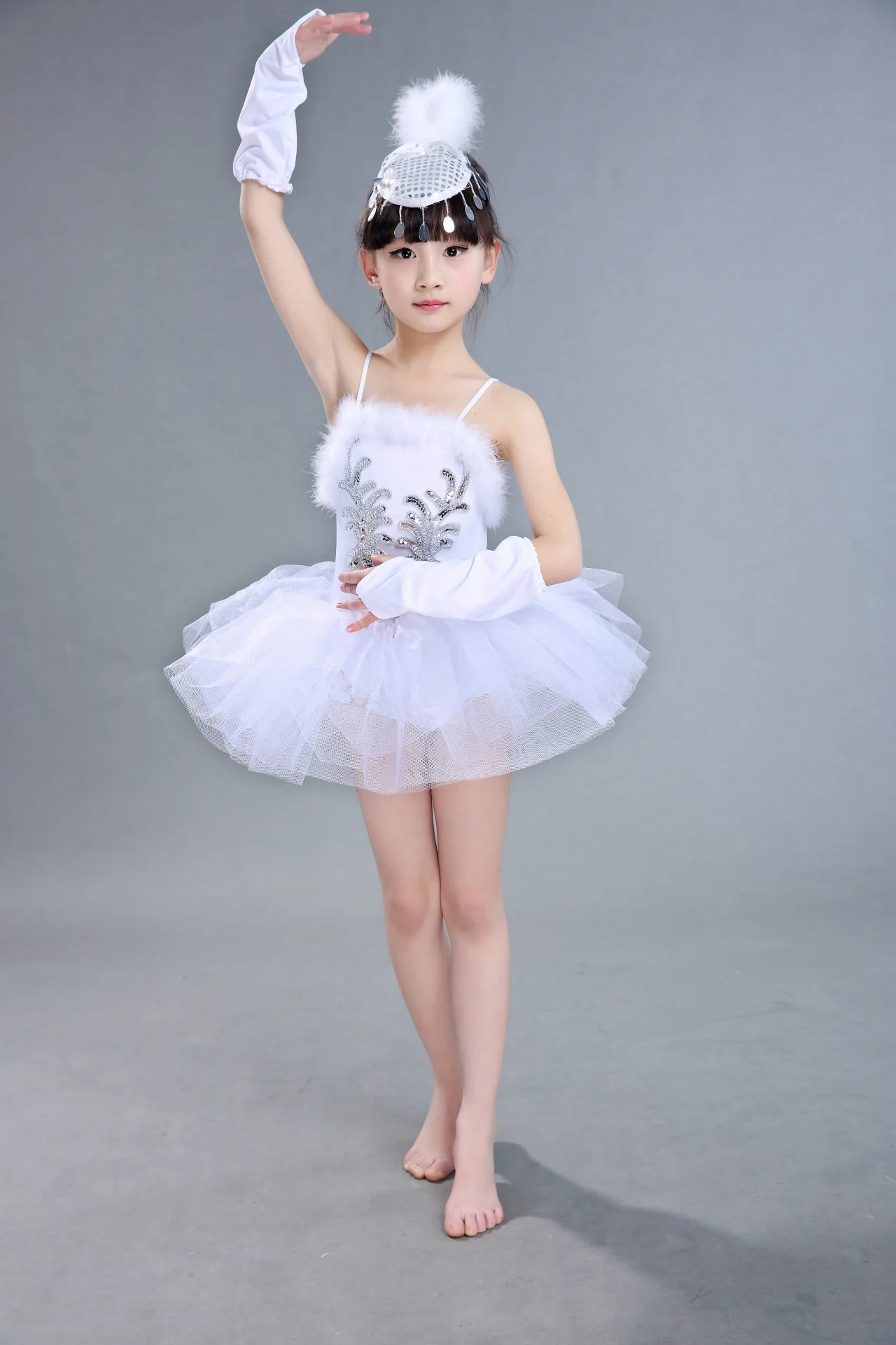 Girls Ballet Tutu Dance Dress Children White Ballet Dancewear Kids