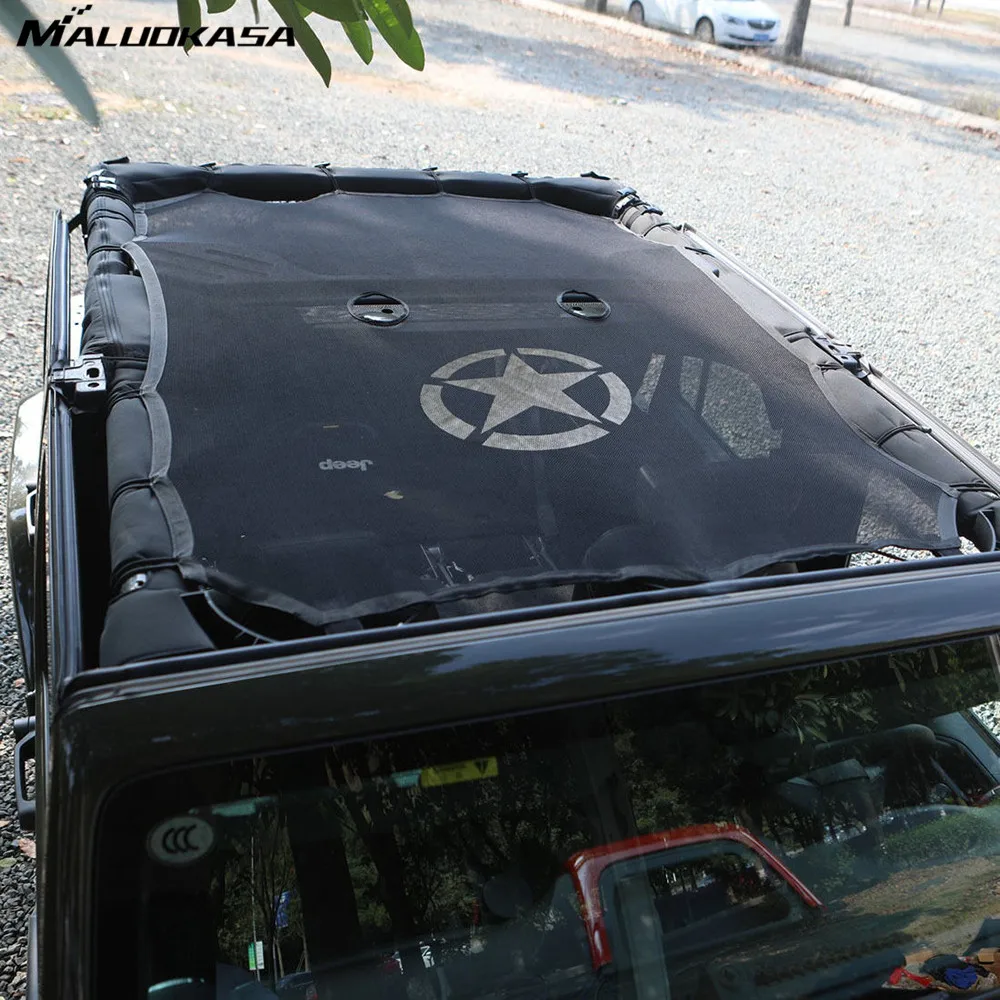 MALUOKASA For Jeep Wrangler JKU 4Doors Sun Shade Eclipse Top Cover Star Roof Mesh Star For Rubicon Sahara Sport Willys 2007