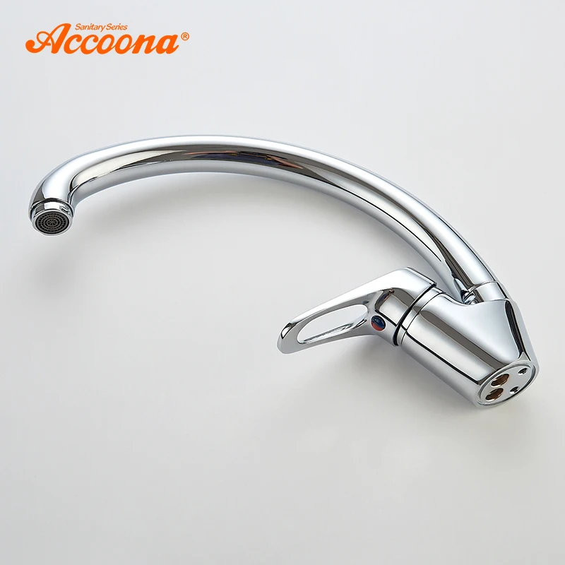 Хромированный кухонный смеситель Accoona латунный водопроводный кран с поворотным