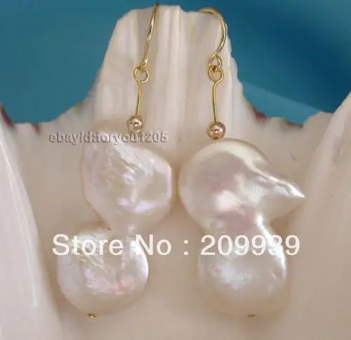 

free shipping 0073 Genuine Natural White Reborn Keshi Pearl Earrings