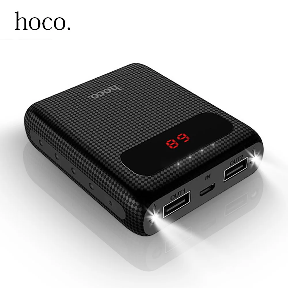 HOCO 10000mAh Power Bank Dual LED USB 18650 External Battery Universal Phone portable charger PowerBank 10000mAh for iPhone 6s 7