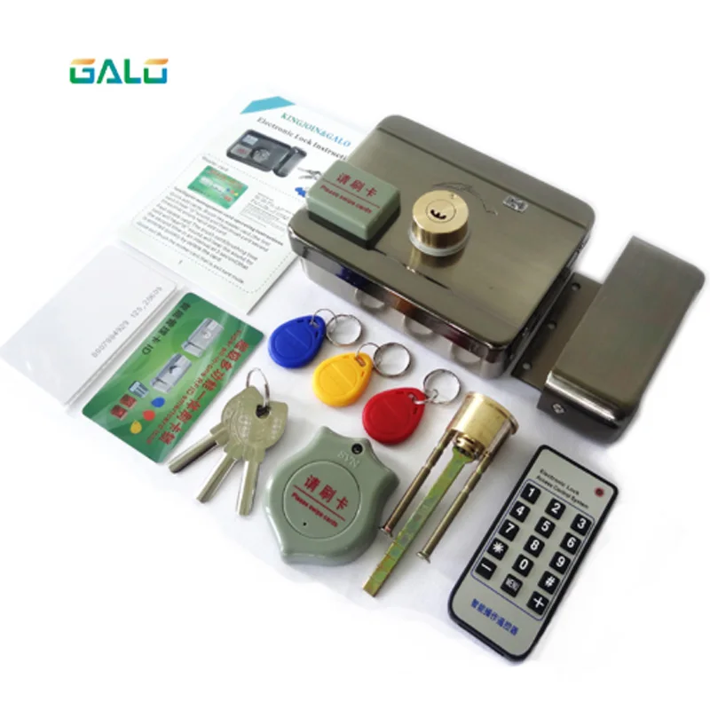 Smart remote control ID Card tag Door gate lock castle Access Control Electronic integrated RFID Rim lock double RFID reader