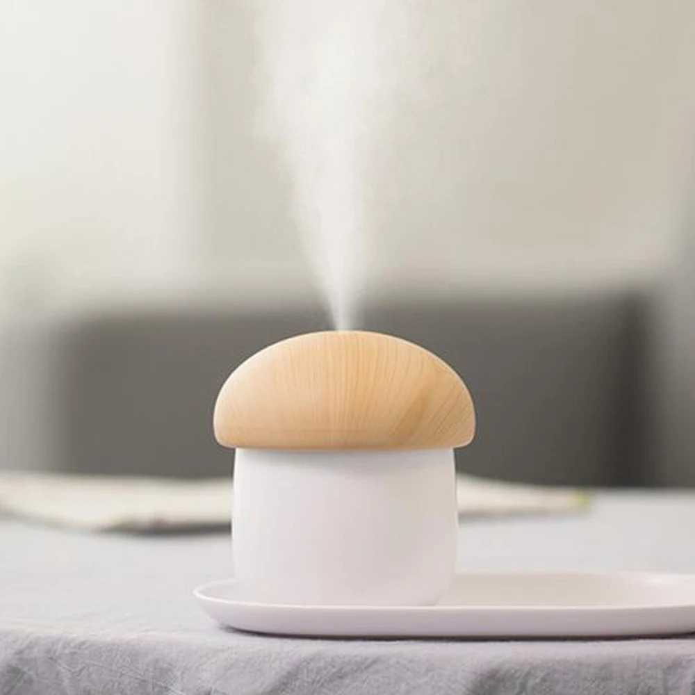 Portable USB Spray Humidifier LED Night Light For Car Office Mushroom ABS Wood Grain Christmas Home Decor Atmosphere Sleep Lamps (19)