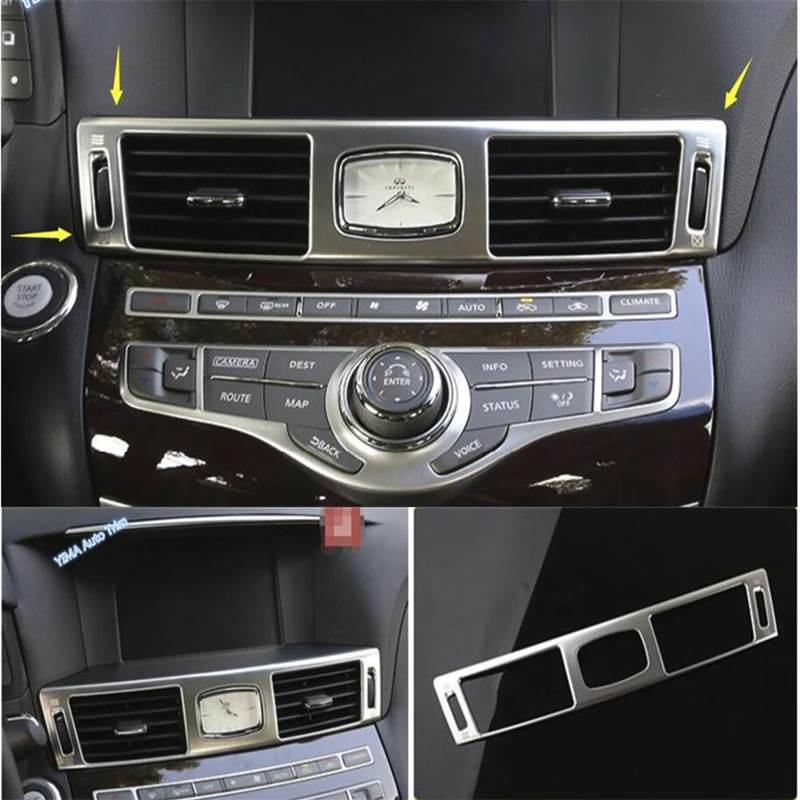 

Lapetus Car Styling Stainless Steel Central Control Air Conditioning AC Vent Outlet Protector Cover Trim For INFINITI Q70