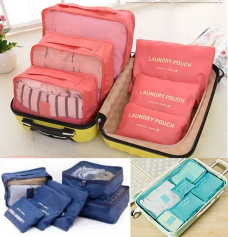 6pcs/set Waterproof Portable Travel Storage Bags Luggage Clothes Tidy Pouch Suitcase Bag Home