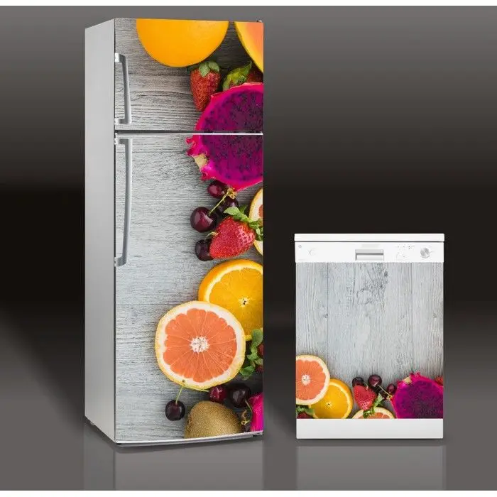 3D фрукты и овощи самоклеющиеся посудомоечная машина холодильник замораживание стикер детский художественный Холодильник Дверь обои-покрытие