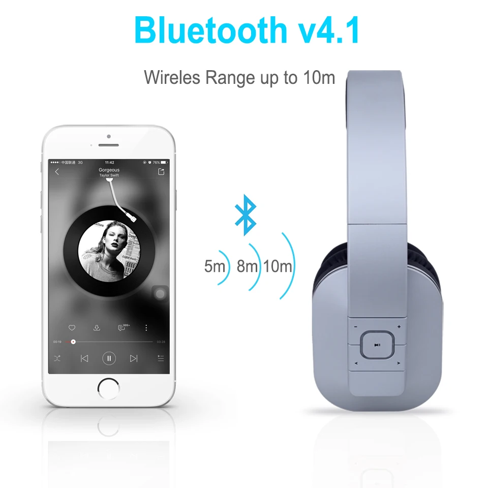 August EP650 Bluetooth 4.1 Headphones with aptX_Silver