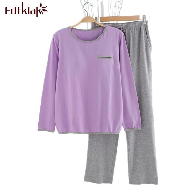 

Fdfklak Woman Pyjamas Long Sleeve Pajamas Sets Pijamas Mujer Two Piece Set Cotton Pajamas Spring Autumn Sleepwear Sets Q534