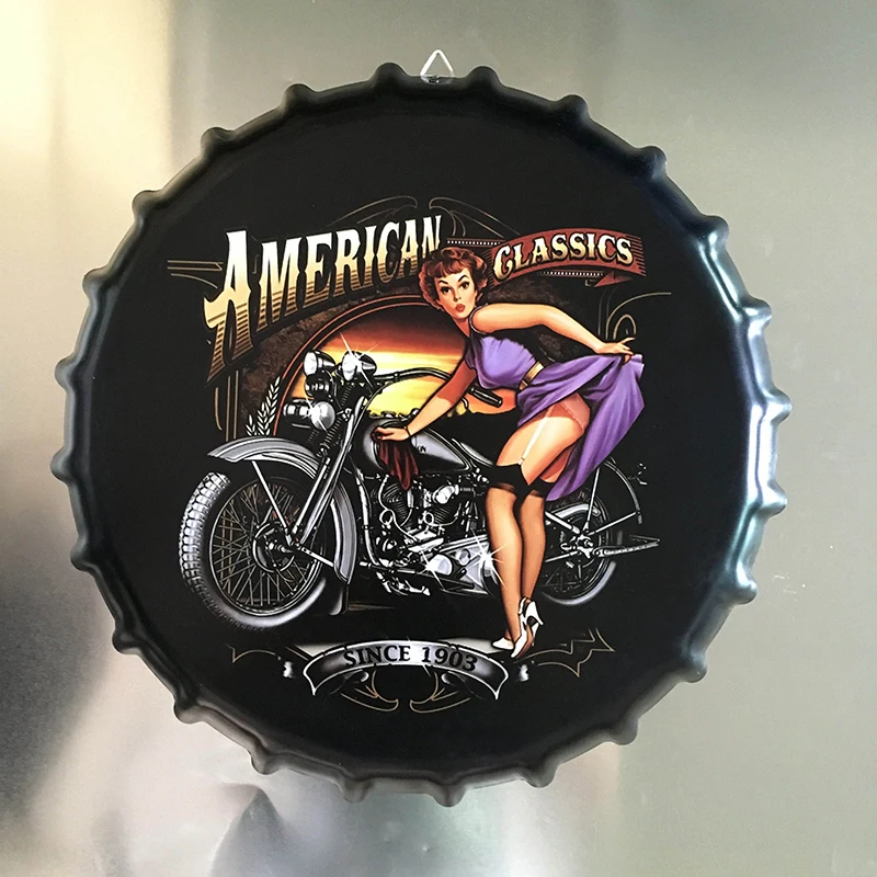 

Harley Davidson Motorcycle Beer Caps Metal Tin Signs Home Art Decor Iron Poster Home Decorative Retro Wall Art for Bar Pub