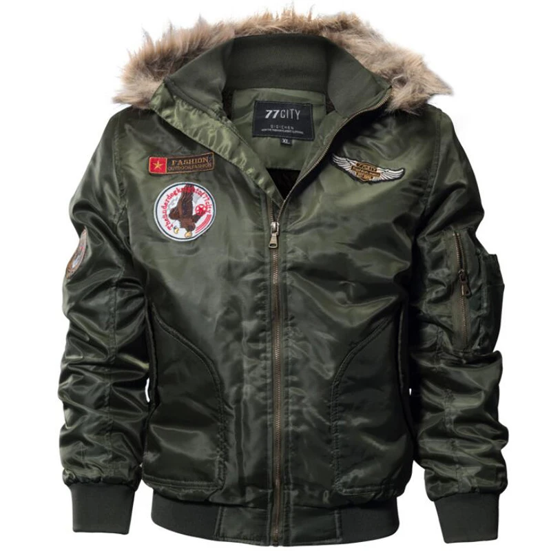 Bomber Jacket Men Autumn Winter Casual Army Military Pilot Tactical Jackets jaqueta masculino Male Outerwear Fur Hooded Coats