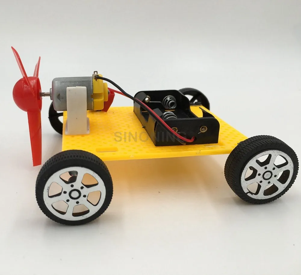 DIY electronic Wind Driven Toy Car assembly education creativity cheap age 3+