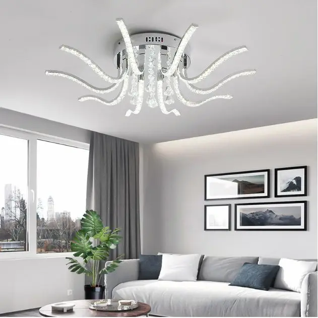 

Chrome Modern Ceiling Light Creative Simple Crystal LED Light Bedroom Balcony Living Room Lighting