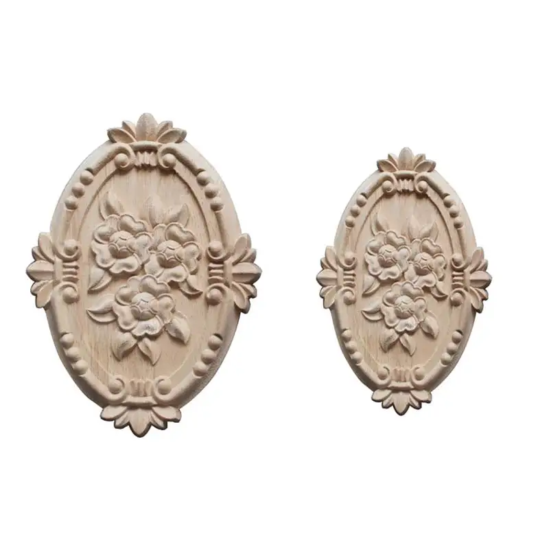 

European Style Vintage Unpainted Wood Carved Corner Onlay Applique Frame For Home Furniture Wall Cabinet Door Decor Crafts S20