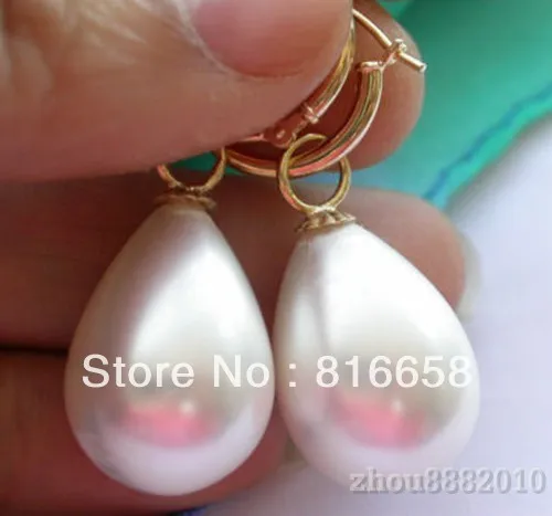 

Free shipping@@12x16MM DRIP white SOUTH SEA SHELL PEARL DANGLE EARRING
