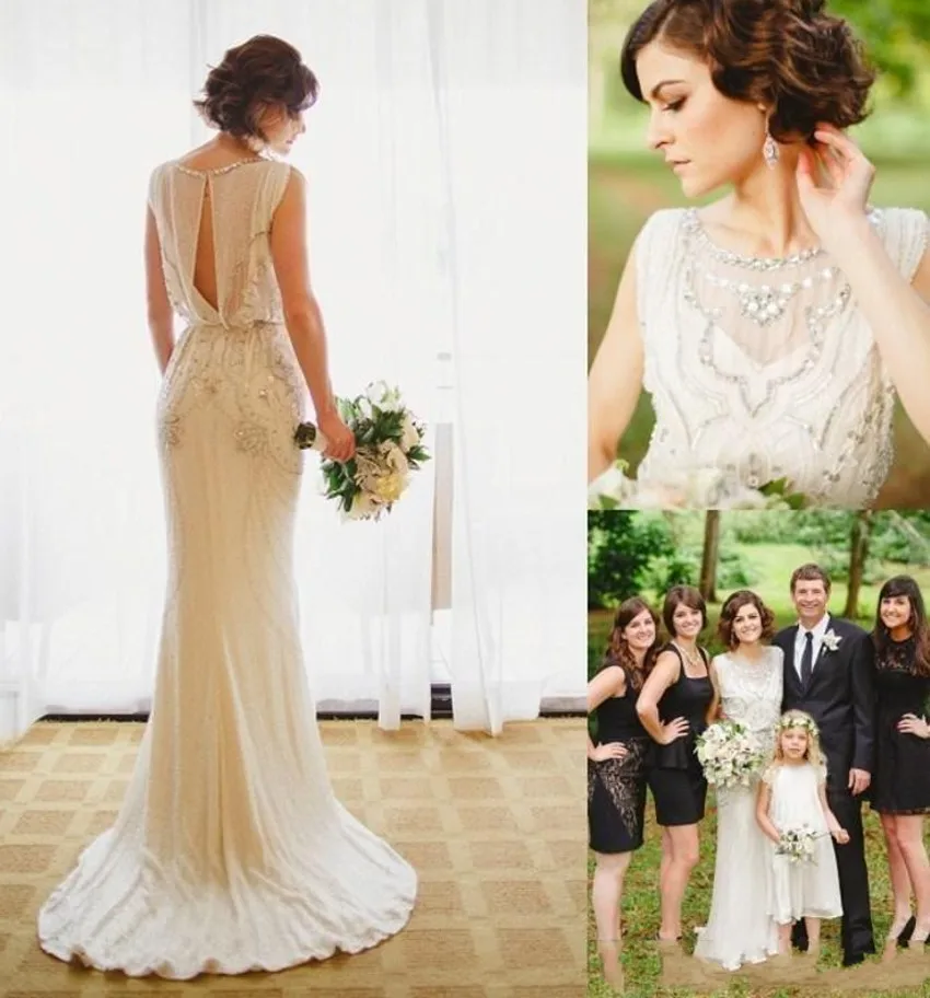 2016 Retro Jenny Packham Luxury Wedding Dress Exquisite Crystals