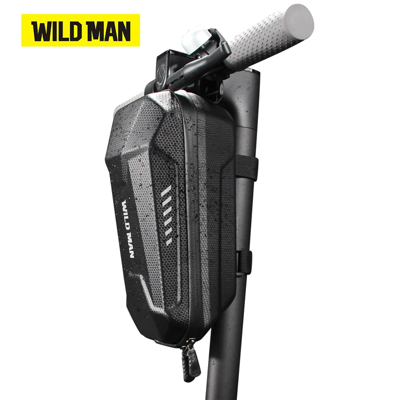 

WILD MAN Bicycle Handlebar Bag Panniers EVA Hard Shell Front Balance Scooter High Capacity Carbon PU Rainproof Folding Bike Bag