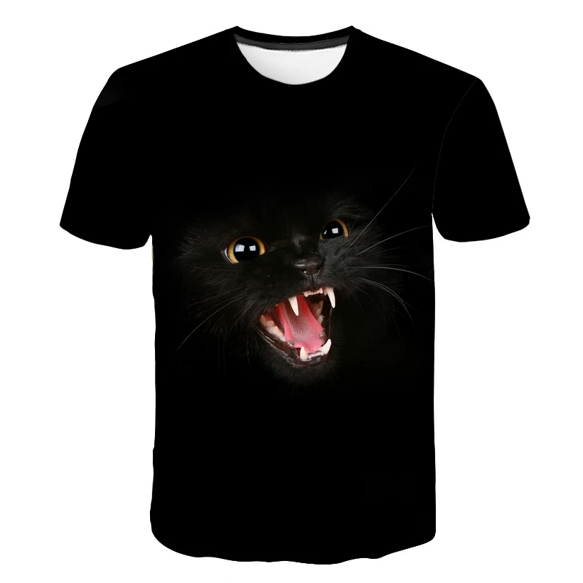 Женская/мужская футболка в стиле Харадзюку С 3d изображением кота, футболка с принтом кота, Повседневная забавная футболка, футболки с 3d графикой