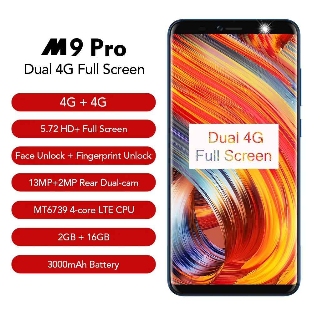 LEAGOO M9 PRO LTE 4G смартфон 5 72 &quot18:9 полный Экран Android 8 1 4 ядра Оперативная память 2 Гб