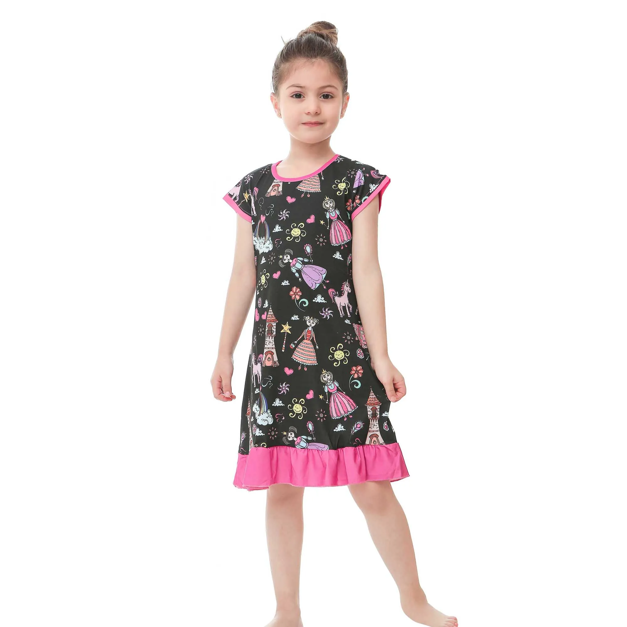 Новое Модное детское ночное платье принцессы из спандекса для девочек детские ночные рубашки одежда для девочек пижамы платье для сна для детей от 2 до 10 лет - Цвет: DD02