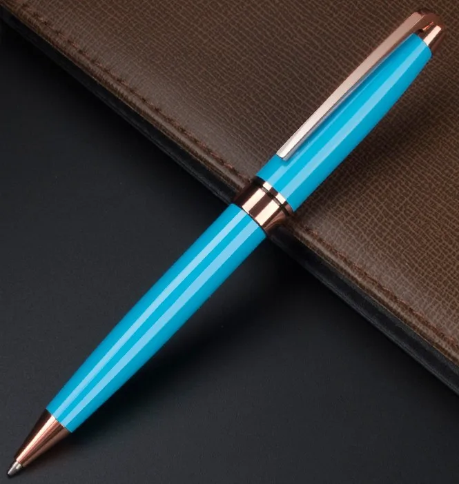 Высококачественная синяя Серебряная Ручка-роллер 0,7 мм с черными чернилами, металлическая шариковая ручка для студентов, школьные принадлежности