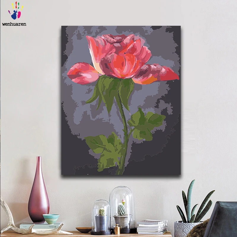 Diy Краска по номерам картина с наборами розовые гранулы цветок Ресторан